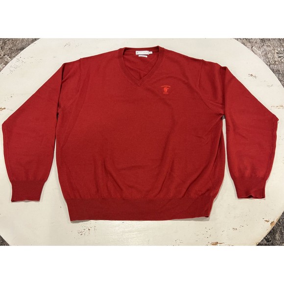 Peter Millar Merino Wool Golf Sweater V Neck Men's Size XL Red Champion Hills - Picture 12 of 12
